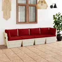 Divano da Giardino a 4 Posti su Pallet con Cuscini Legno Abete cod mxl 43875