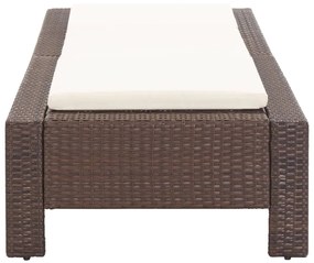 Lettino prendisole con cuscino marrone in polyrattan