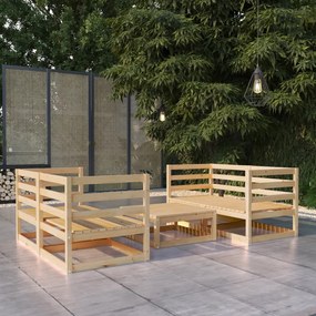 Set divani da giardino 5 pz in legno massello di pino