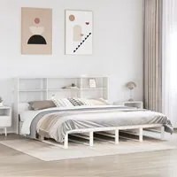 Letto Libreria senza Materasso Bianco 200x200 cm Legno Massello 3323933