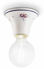 Plafoniera Classica Trieste Bianco Decorato Filo Blu 1 Luce E27