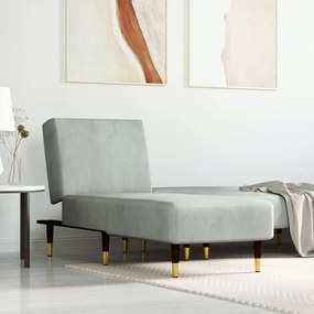 Chaise Longue İn Velluto Grigio Chiaro /