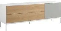 Credenza in legno bianco, rovere e acciaio bianco