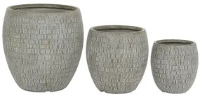 Set di vasi da fiori Home ESPRIT Grigio Fibra di Vetro Magnesio 55 x 55 x 55,5 cm (3 Unità)