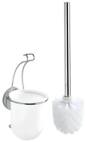 WENKO 20898100-WC spazzola WC VACUUM-LOC MILAZZO 10x34 cm acciaio inox/cromo lucido/bianco