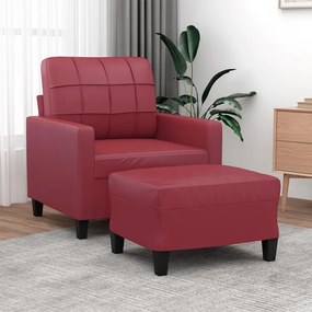 Poltrona Con Poggiapiedi Rosso Vino 60 Cm İn Similpelle /