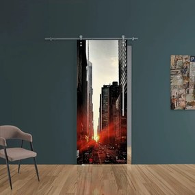 Porta scorrevole Urban in inox multicolore, L 88 x H 215 cm, con binario Lux Sinistra