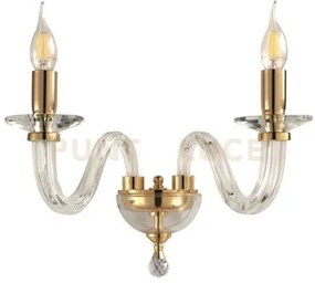 Applique ravel 2 luci cristallo e oro attacco e14 l.37cm