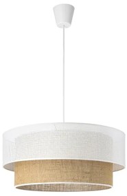 Lampadario a sospensione con cavo BORHO 1xE27/60W/230V bianco/iuta