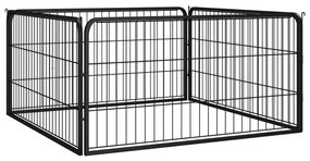 Box Cani A 4 Pannelli Nero 100x50cm Acciaio Verniciato Polvere /