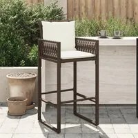 Sgabelli da Bar con Cuscini 2 pz Marroni in Polyrattan 368706