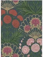 Cole & Son Carta da parati Flamenco Fan - Magenta/ Red on Ink