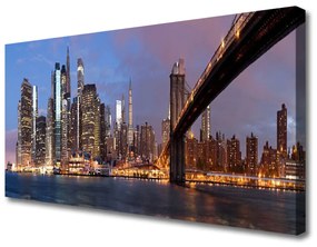 Quadro stampa su tela Il ponte della città ospita il paradiso 100x50 cm