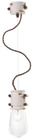 Lampadario Vintage Urban Ferro E Ceramica Bianco 1 Luce E27 12Cm