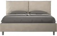 Letto Matrimoniale rivestito in Microfibra - ANTEA Tipologia Letto: Con Rete, Dimensione Rete: 150x210, Colore: Beige