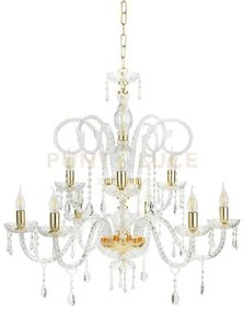 Lampadario in vetro e cristallo maria teresa 9 luci oro lp.mt-9t4