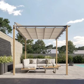 Pergola in alluminio effetto legno copertura mobile 3x4m - Omega NATERIAL