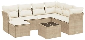 Set divano da giardino 8 pz con cuscini beige in polyrattan