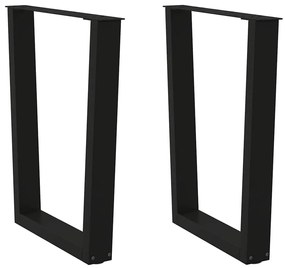 Gambe Per Tavolo Da Pranzo A V 2 Pz Nero 60x(72-73,3)cm Acciaio /