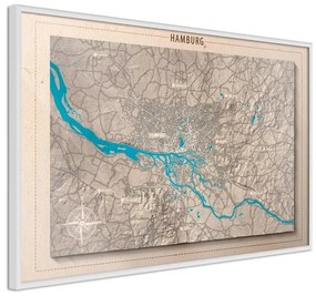 Poster Raised Relief Map: Hamburg