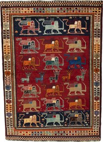 Gabbeh Tappeto 130x190 Rosso (Iran) Annodato A Mano