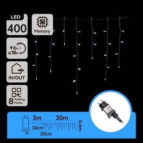 Aigostar - Catena luminosa LED da esterno per Natale 400xLED/8 funzioni 23x0,6m IP44 bianco freddo