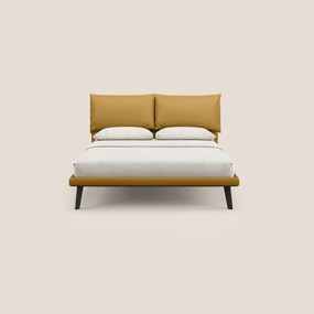 Astrid letto imbottito con piedi in legno in microfibra smacchiabile T11