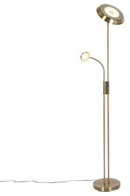 Lampada da terra in bronzo con LED e dimmer con luce di lettura - Fez