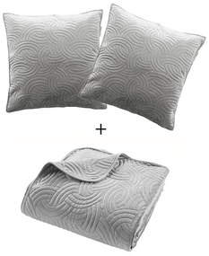 Set con copriletto e federa grigio in velluto 240x260 cm Solange – douceur d'intérieur