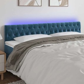 Testiera A Led Blu Scuro 180x7x78/88 Cm İn Velluto /