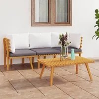 Set Divani da Giardino 3 pz con Cuscini in Massello di Acacia cod mxl 38178