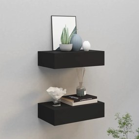 Scaffali Con Cassetti Da Parete 2 Pz Neri 40x23,5x10 Cm Mdf /