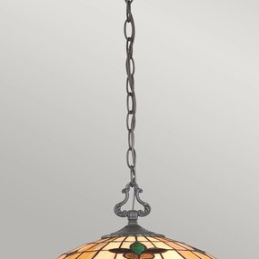 Lampadario Tiffany Kami Metallo Bronzo Vintage 3 Luci E27