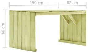 Tavolo da Giardino 150x87x80 cm in Legno di Pino Impregnato