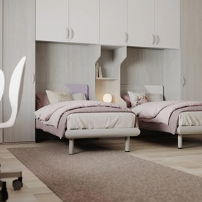 Cameretta David linea Fly finitura Cenere Wood, Bianco e Malva