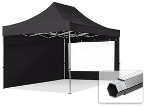 TOOLPORT 3x4,5m gazebo pieghevole PES con laterali (finestre panoramiche), PROFESSIONAL alluminio, nero - (600213)