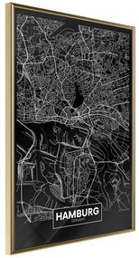 Poster  City Map: Hamburg (Dark)  Cornice Quadri Cornice d'oro, Larghezza x Altezza Home decor 30x45