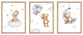 Quadri per bambini in set da 3 30x40 cm Teddy Bear - knor