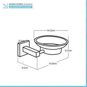 Set accessori a muro 3 pezzi in vetro e acciaio nero opaco e viti incluse Levante