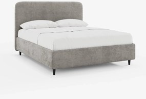 KAELOS letto minimal imbottito - vano contenitore, piedi alti e testiera arrotondata in tessuto ciniglia