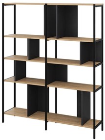 Libreria in rovere decorato in nero-naturale 144x175 cm Alabama - Marckeric