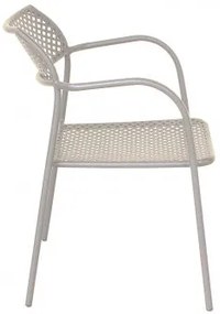 Poltrona Windsor con braccioli impilabile con verniciatura a polvere, Taupe