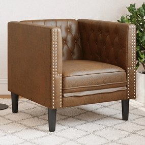 Poltrona Chesterfield Marrone İn Similpelle Scamosciata /