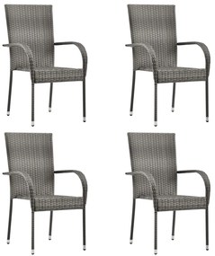 Set mobili da pranzo giardino 5 pz in polyrattan grigio