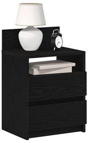Comodini 2 Pz Con 2 Cassetti Neri 40x33x60 Cm /