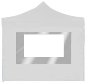 Gazebo Pieghevole con Pareti Alluminio 2x2 m Bianco