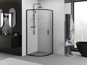 Mexen Exo-S Duo cabina doccia semicircolare scorrevole 90 x 90 cm, trasparente, nera - 8132-090-090-70-00