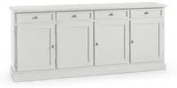 Madia credenza 4 porte 4 cassetti arte povera bianco 203x42x86