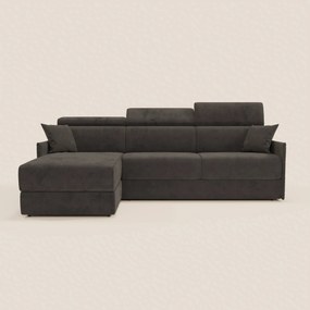 Miryam divano letto angolare compatto - poggiatesta reclinabili e penisola contenitore in tessuto smacchiabile T31