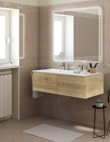 Mobile sottolavabo e lavabo Neo rovere miele L 120 x H 32 x P 48 cm 1 vasca 2 cassetti